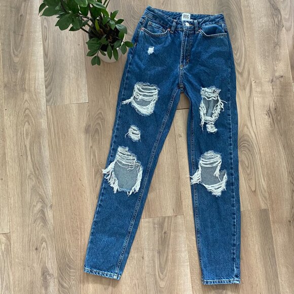 BDG (from Urban Outfitters) Mid-Blue "Mom High-Rise" Distressed Jeans - Picture 6 of 14